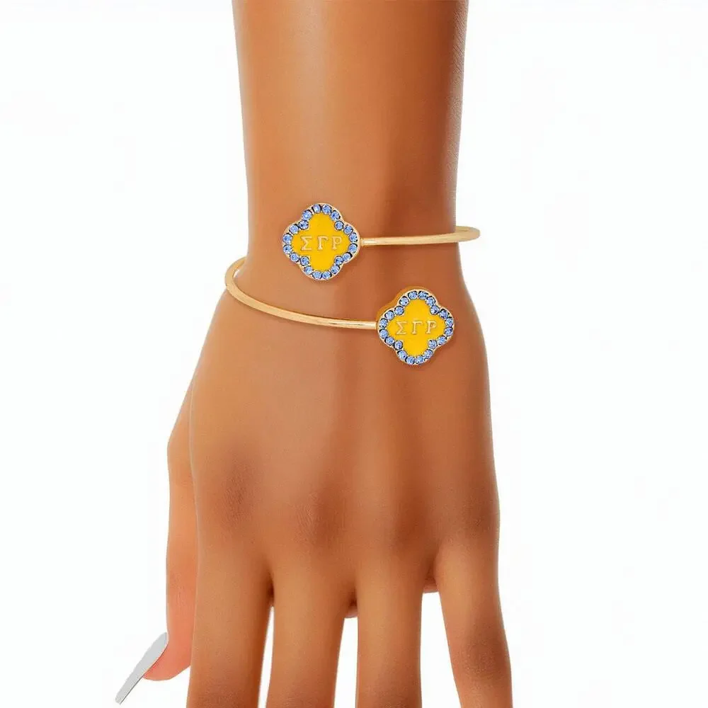 SGRHO Sisterhood Shine Gold-Tone Clover Open Bangle